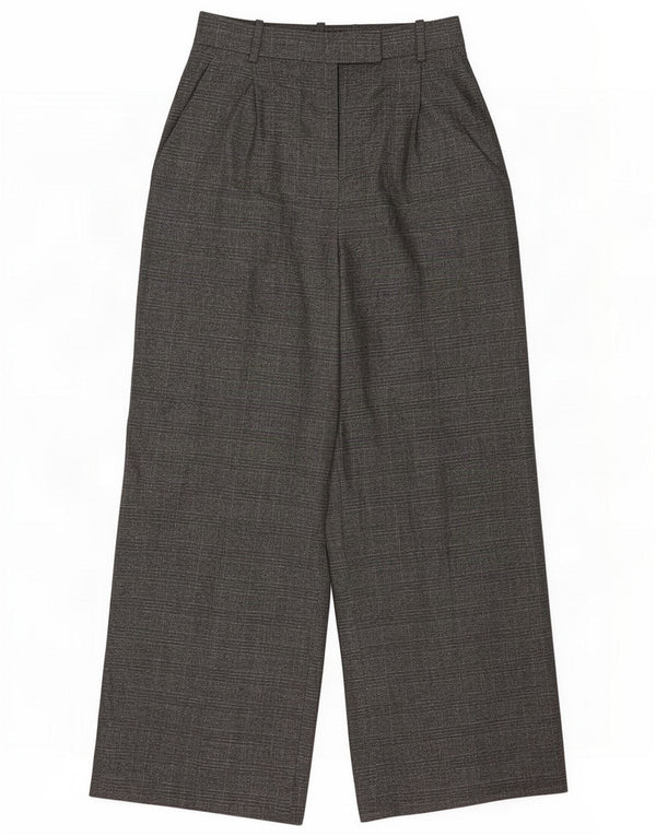 Zara Womens Wide Leg Suit Trousers Medium W28 L30 Grey Check Polyester