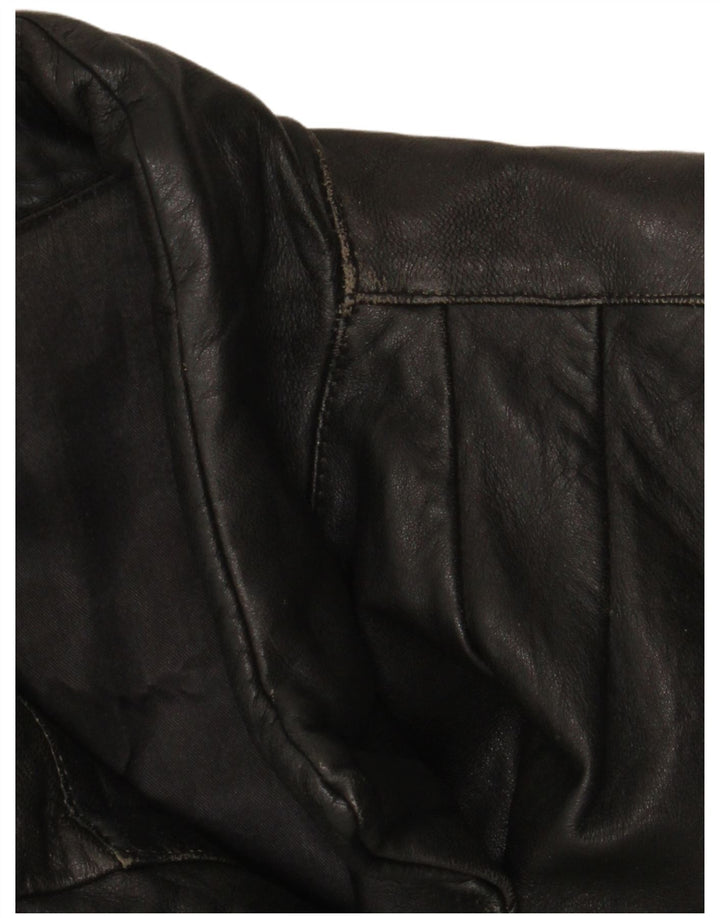 Vintage Womens Leather Coat IT 46 Large Black Leather