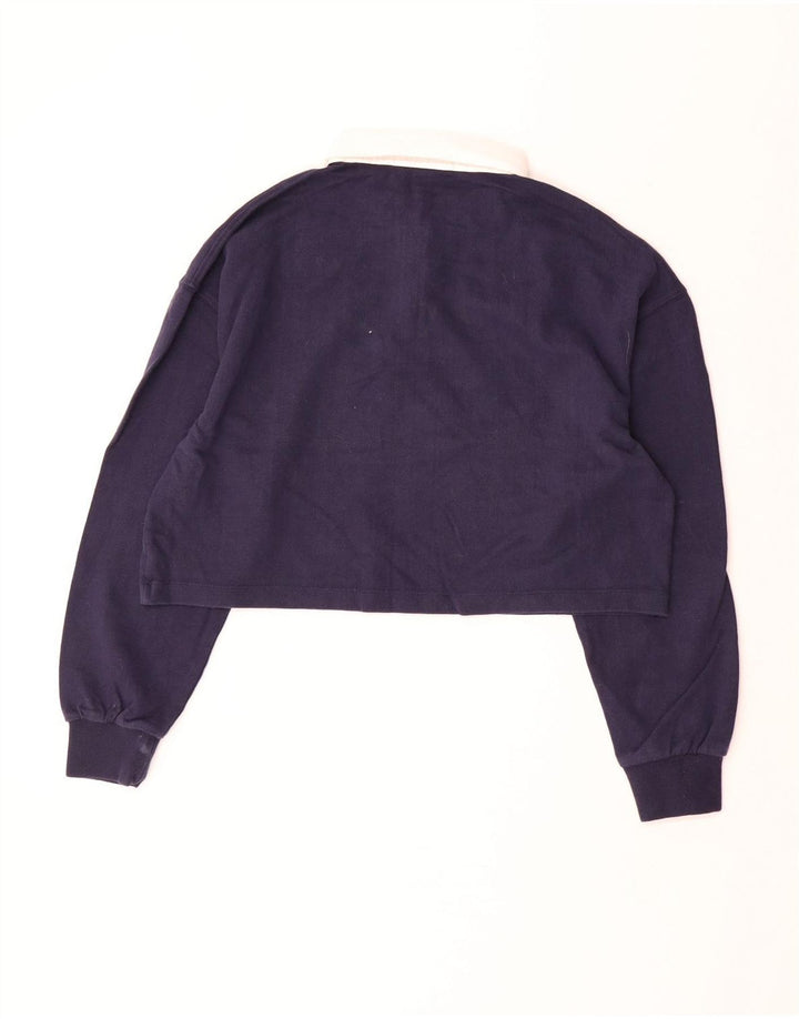 SUPERDRY Womens Oversized Crop Rugby Polo Shirt UK 12 Medium  Navy Blue