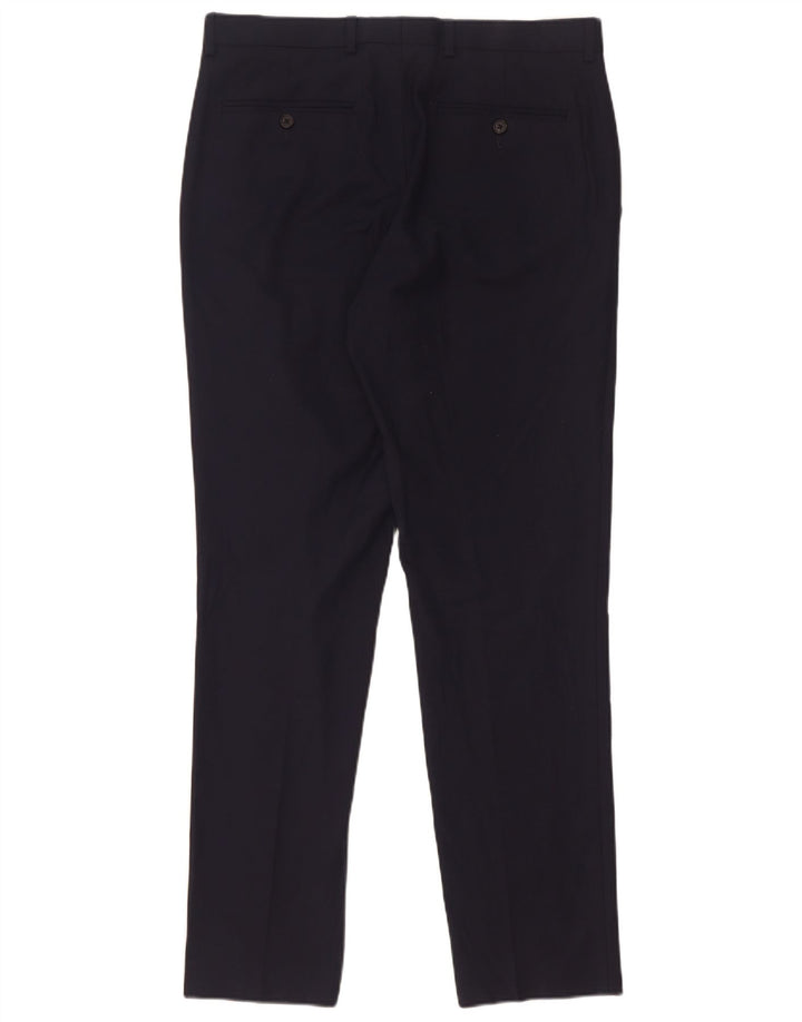 Marks & Spencer Mens Slim Fit Suit Trousers W32 L31 Navy Blue Polyester