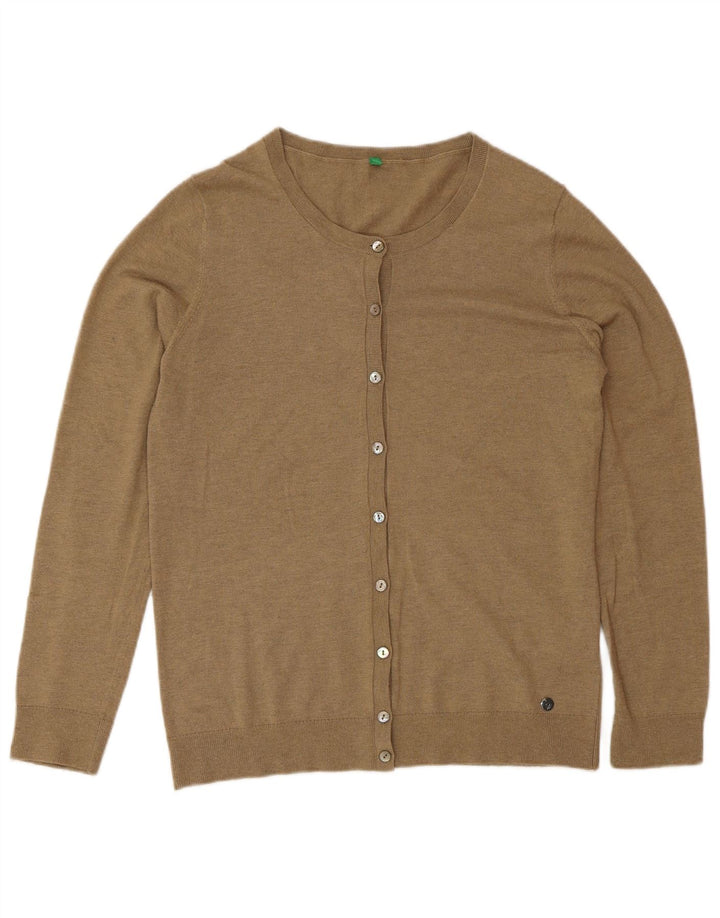 Benetton Womens Cardigan Sweater UK 12 Medium Brown Polyamide