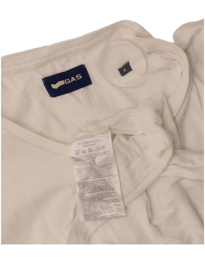 GAS Womens T-Shirt Top UK 12 Medium White Cotton