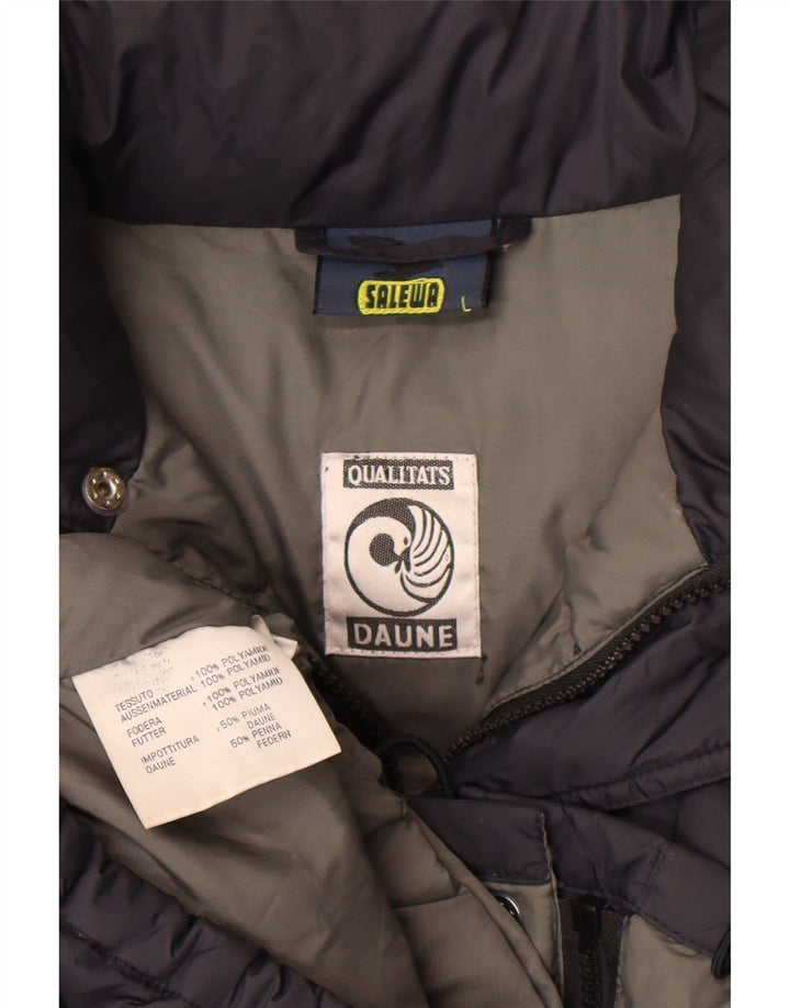 SALEWA Mens Hooded Padded Jacket UK 40 Large Navy Blue Polyamide