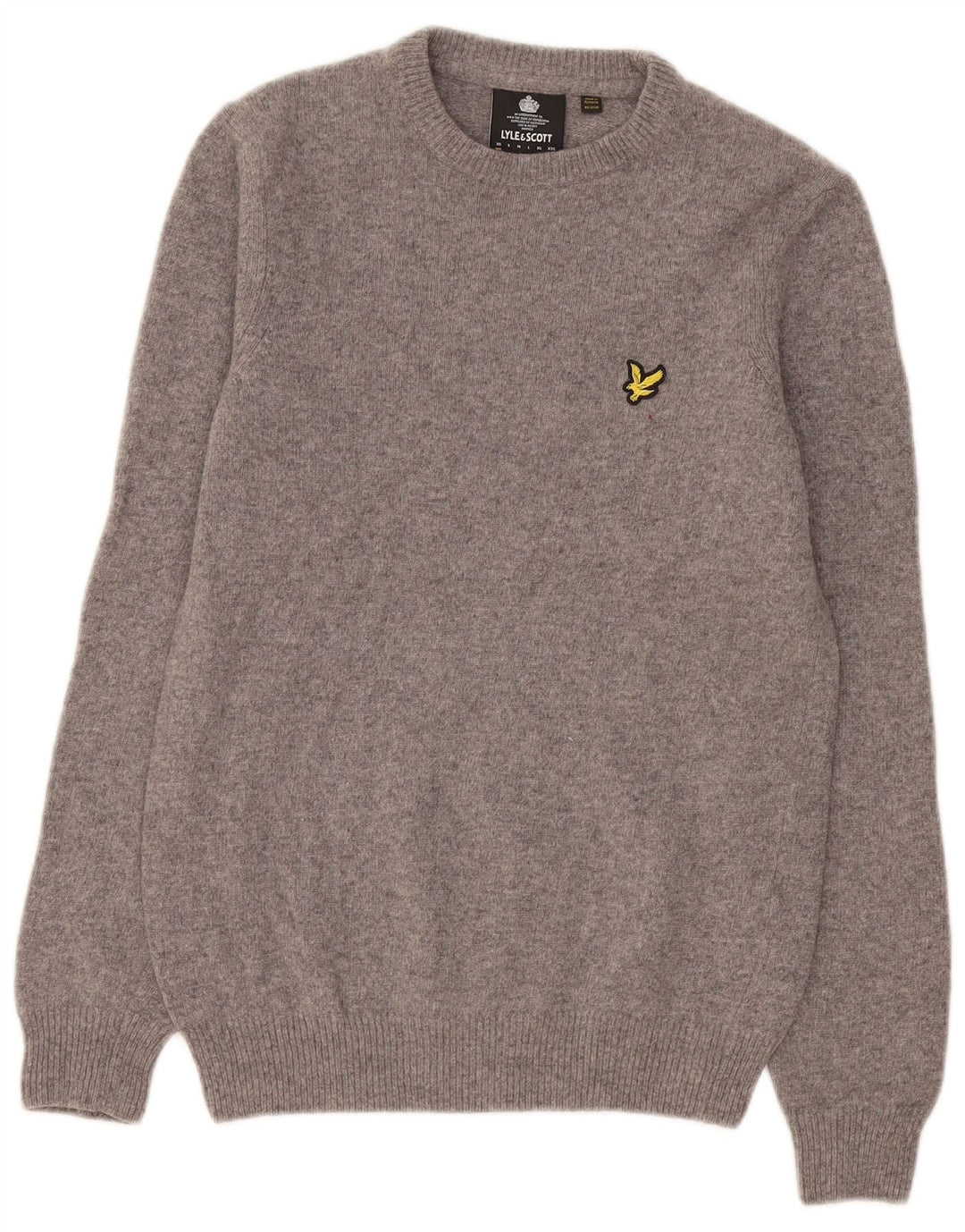 Lyle & Scott Mens Crew Neck Jumper Sweater XS Grey Wool