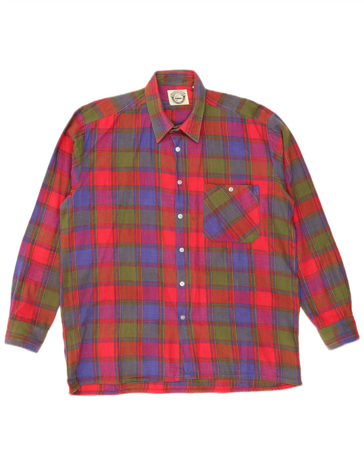 VINTAGE Mens Flannel Shirt Size 41/42 Large Multicoloured Check Cotton