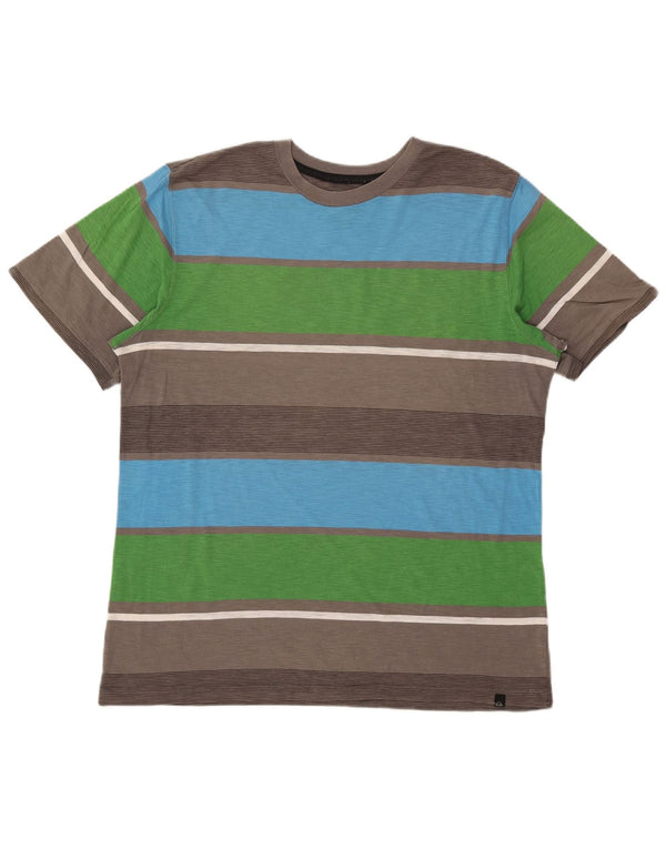 QUIKSILVER Mens T-Shirt Top Large Multicoloured Colourblock Cotton