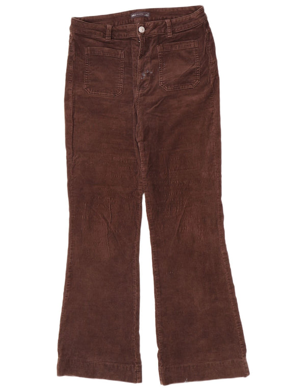 Marks & Spencer Womens Flare Corduroy Trousers UK 12 Medium W30 L30 Brown