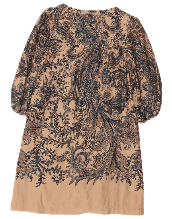 Marks & Spencer Womens Autograph A-Line Dress UK 12 Medium Beige Paisley