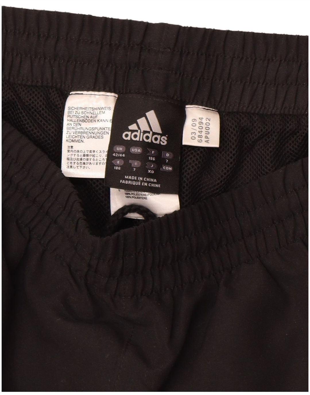 ADIDAS Mens Tracksuit Trousers Joggers UK 42/44 Large  Black Polyester