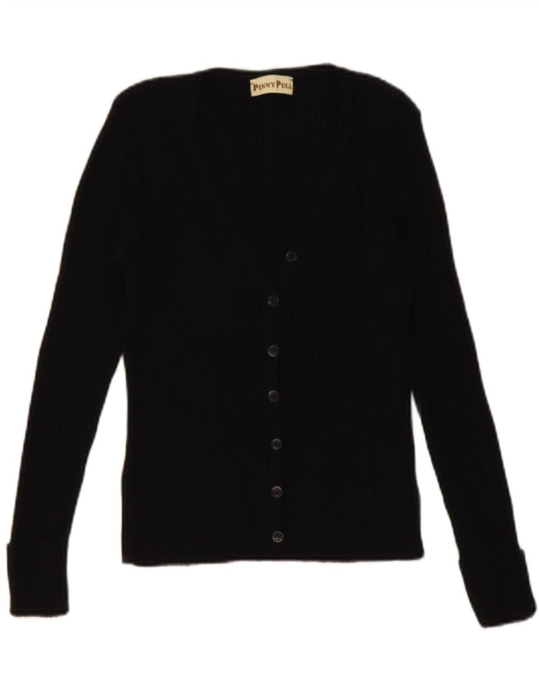 PENNY PULL Womens Cardigan Sweater UK 12 Medium Black Wool