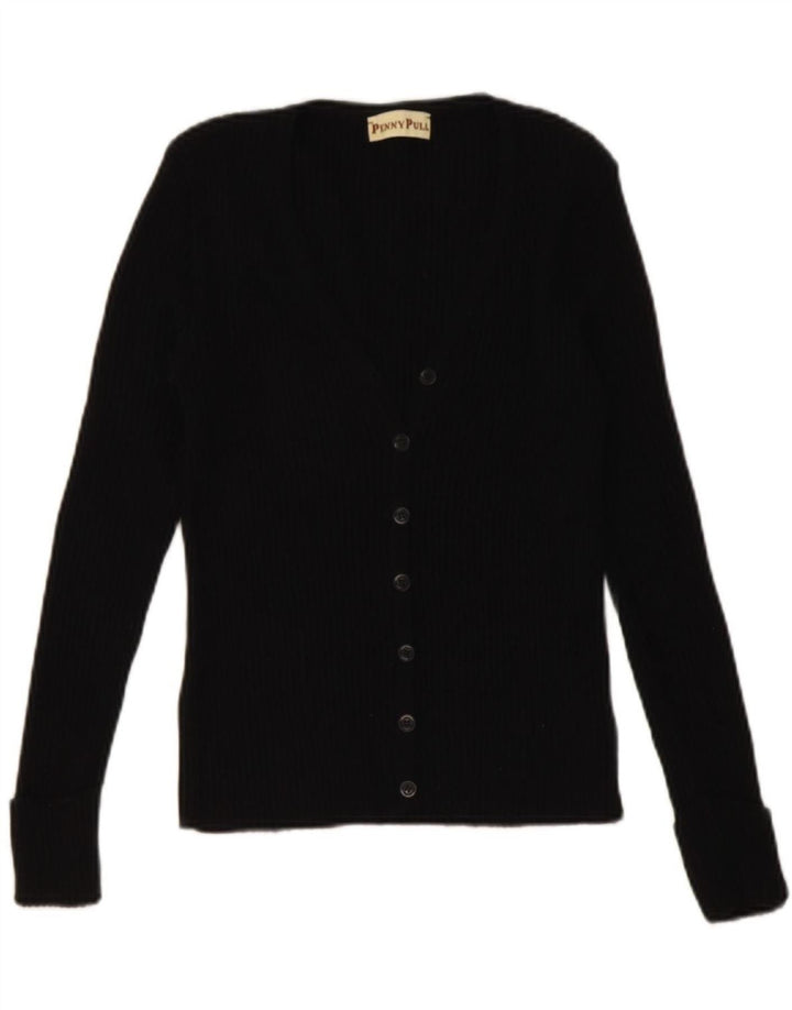 PENNY PULL Womens Cardigan Sweater UK 12 Medium Black Wool
