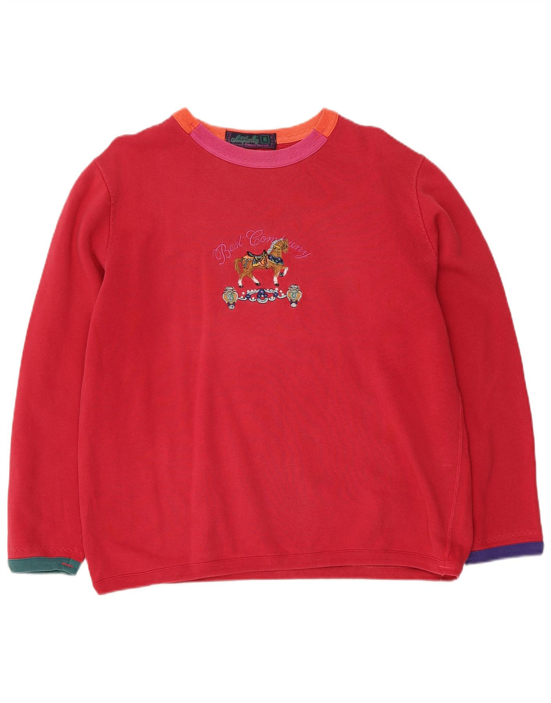 BEST COMPANY Womens Oversized Graphic Sweatshirt Jumper UK 8 Small  Red