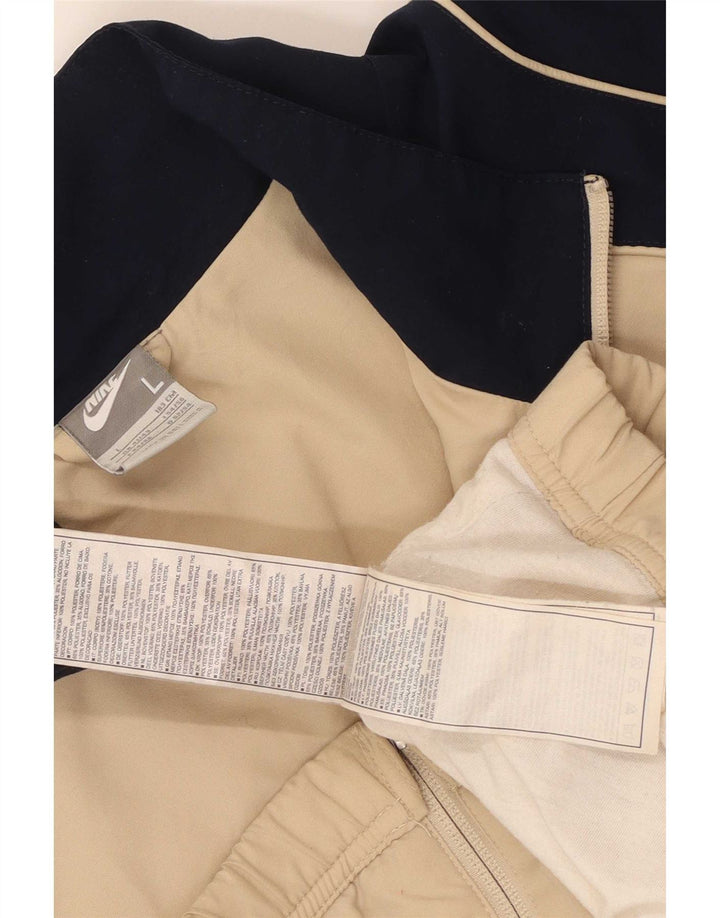 Nike Mens Tracksuit Top Jacket Large Beige Colourblock Polyester