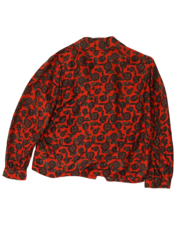 Vintage Womens Shirt Blouse UK 16 Large Red Geometric