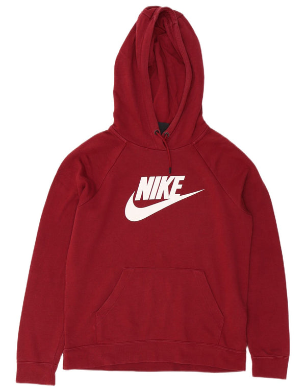 NIKE Mens Graphic Hoodie Jumper Small Red Cotton