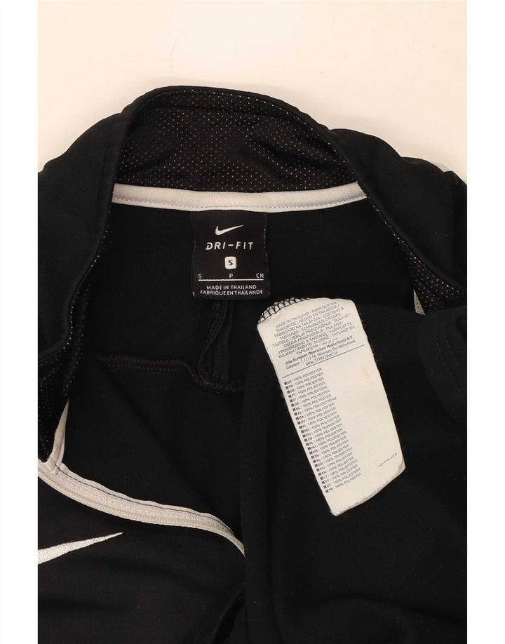 Nike Mens Dri Fit Zip Neck Pullover Tracksuit Top Small Black Colourblock
