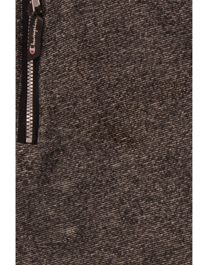 CHAMPION Mens Hooded Fleece Jacket UK 42 XL Grey Pinstripe Polyester