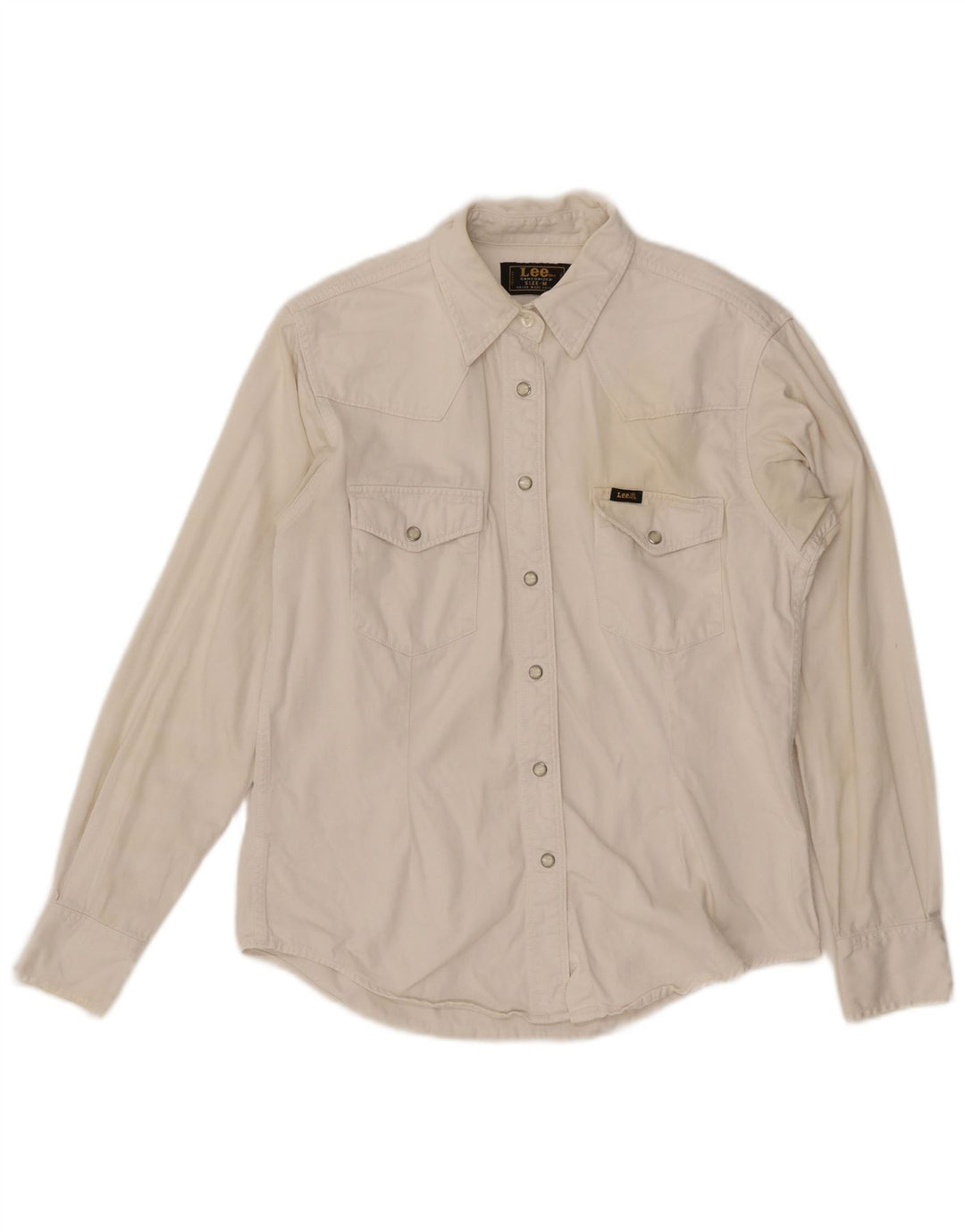 Lee Womens Denim Shirt UK 14 Medium White Cotton