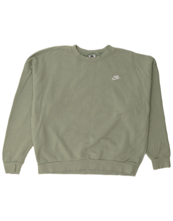 Nike Womens Oversized Sweatshirt Jumper UK 10 Small Green Cotton
