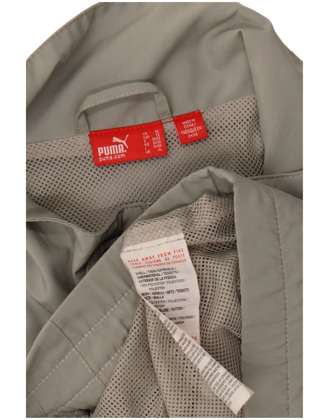 PUMA Mens Graphic Tracksuit Top Jacket XL Grey Polyester