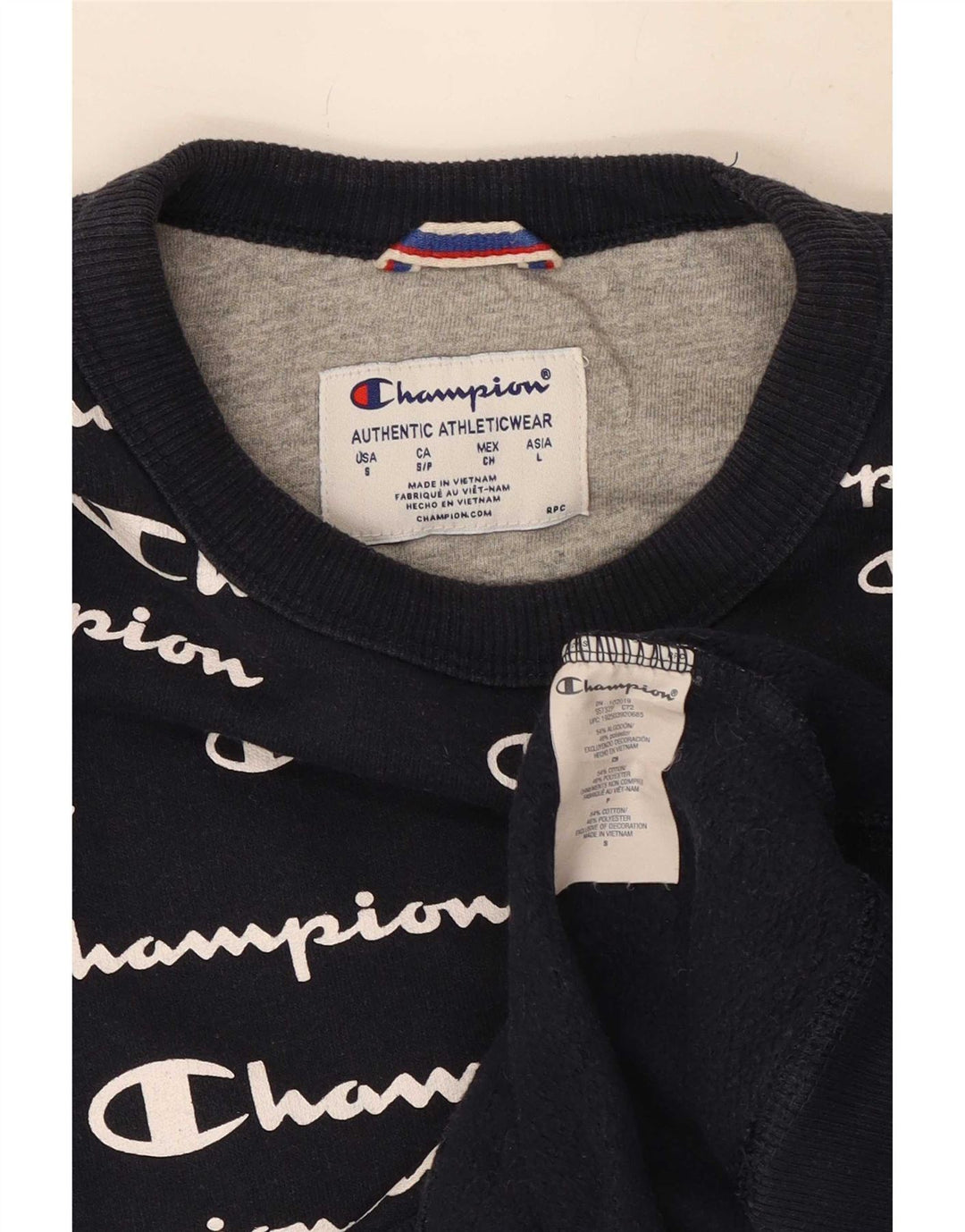 Champion Mens Graphic Sweatshirt Jumper Small Navy Blue Polyester
