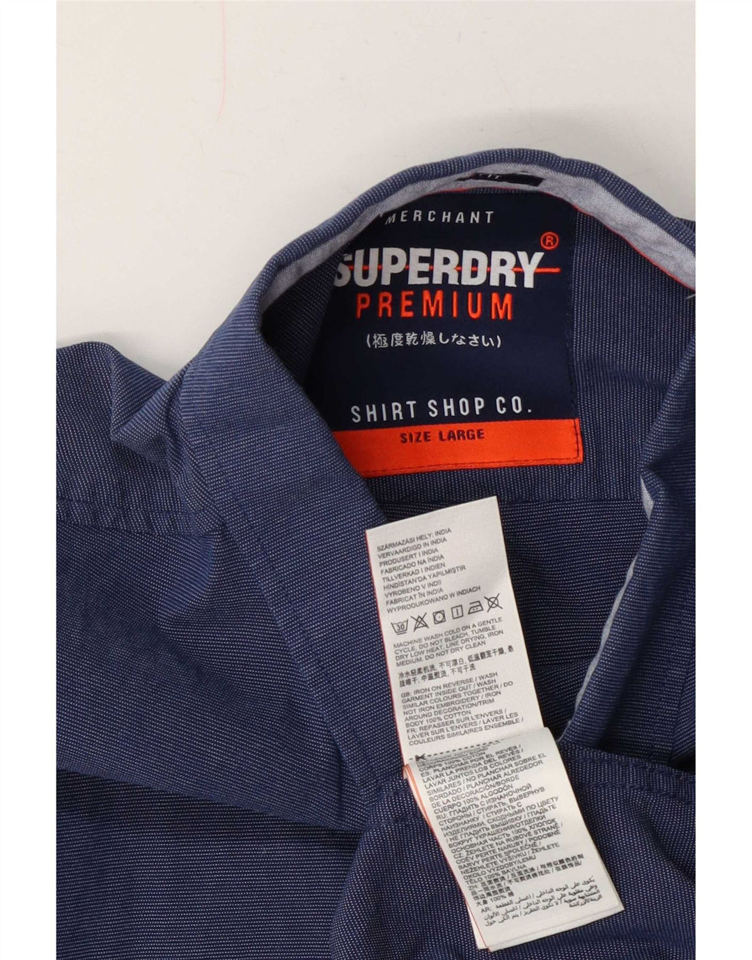 Superdry Mens Short Sleeve Regular Fit Shirt Medium Navy Blue Cotton
