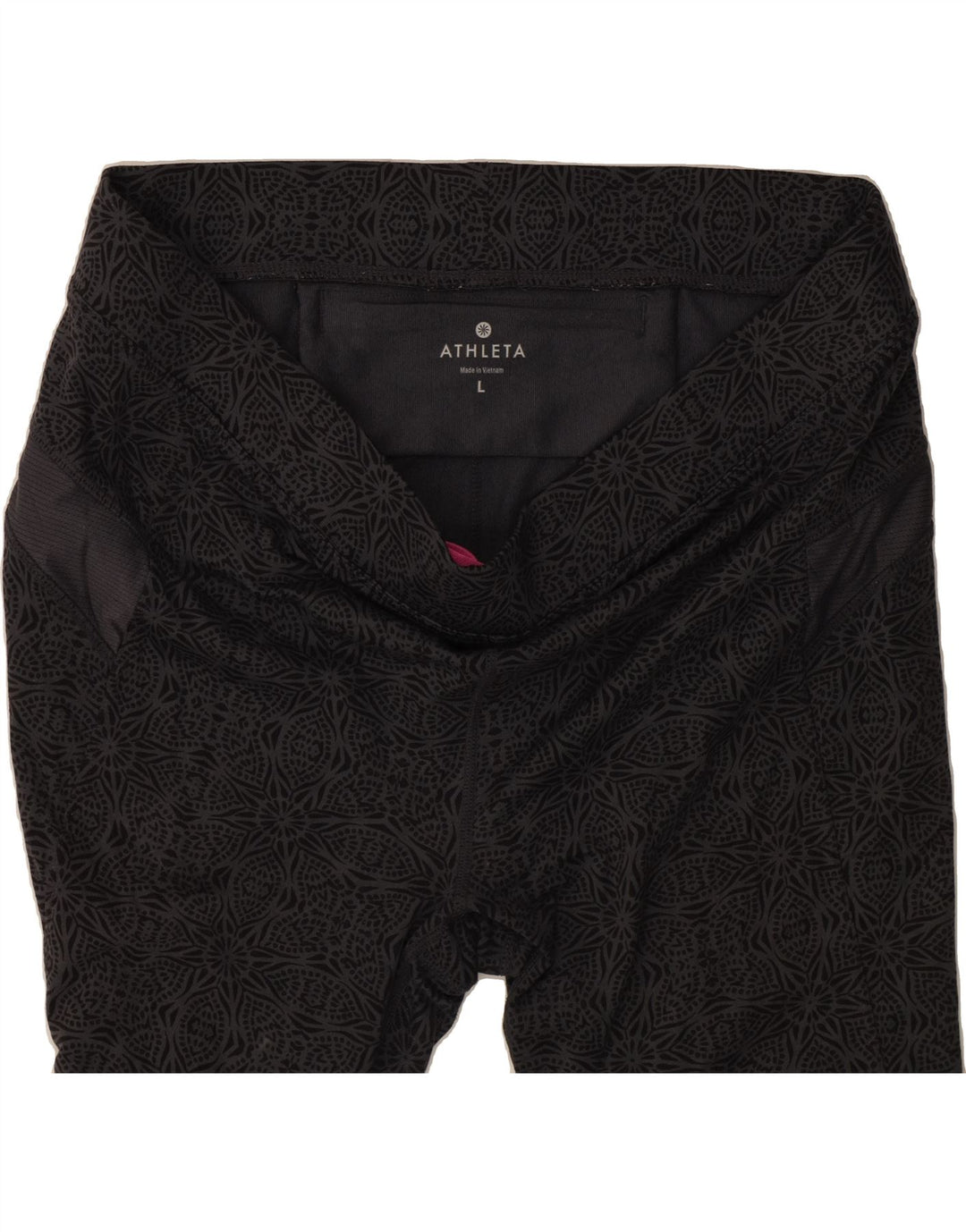 ATHLETA Womens Bermuda Sport Shorts UK 14 Large Black Geometric Polyester Vintage Athleta and Second-Hand Athleta from Messina Hembry 