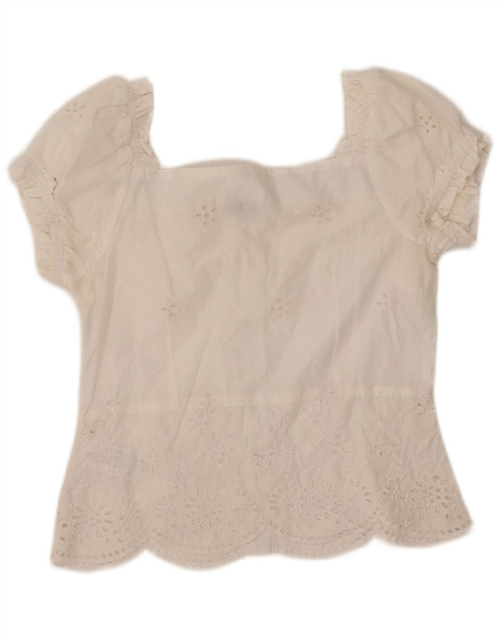 WAREHOUSE Womens Short Sleeve Shirt Blouse UK 10 Small  White Polyester