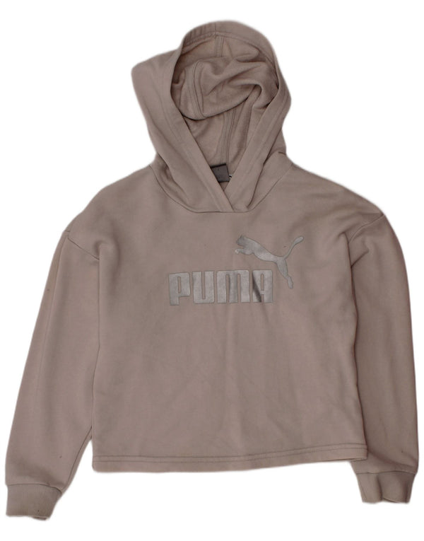 Puma Girls Graphic Hoodie Jumper 9-10 Years Pink Cotton
