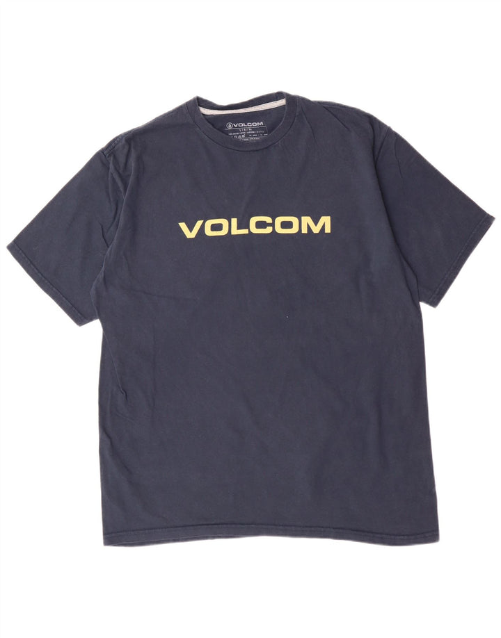 VOLCOM Mens Graphic T-Shirt Top Large Navy Blue Cotton