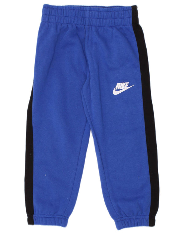 Nike Boys Tracksuit Trousers Joggers 2-3 Years Blue Colourblock Cotton