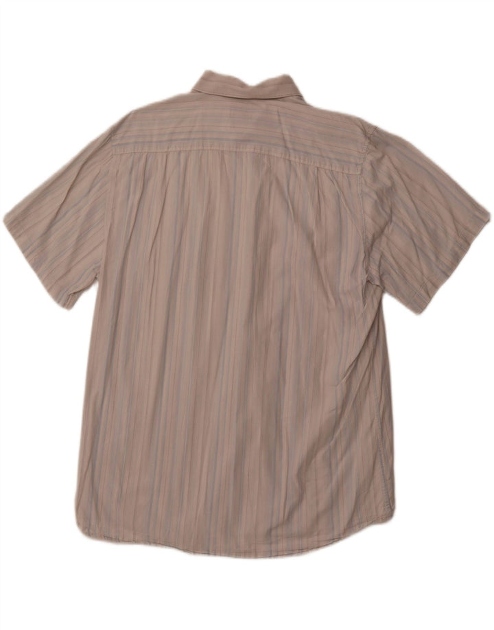 PIERRE CARDIN Mens Short Sleeve Shirt 2XL Blue Striped Cotton