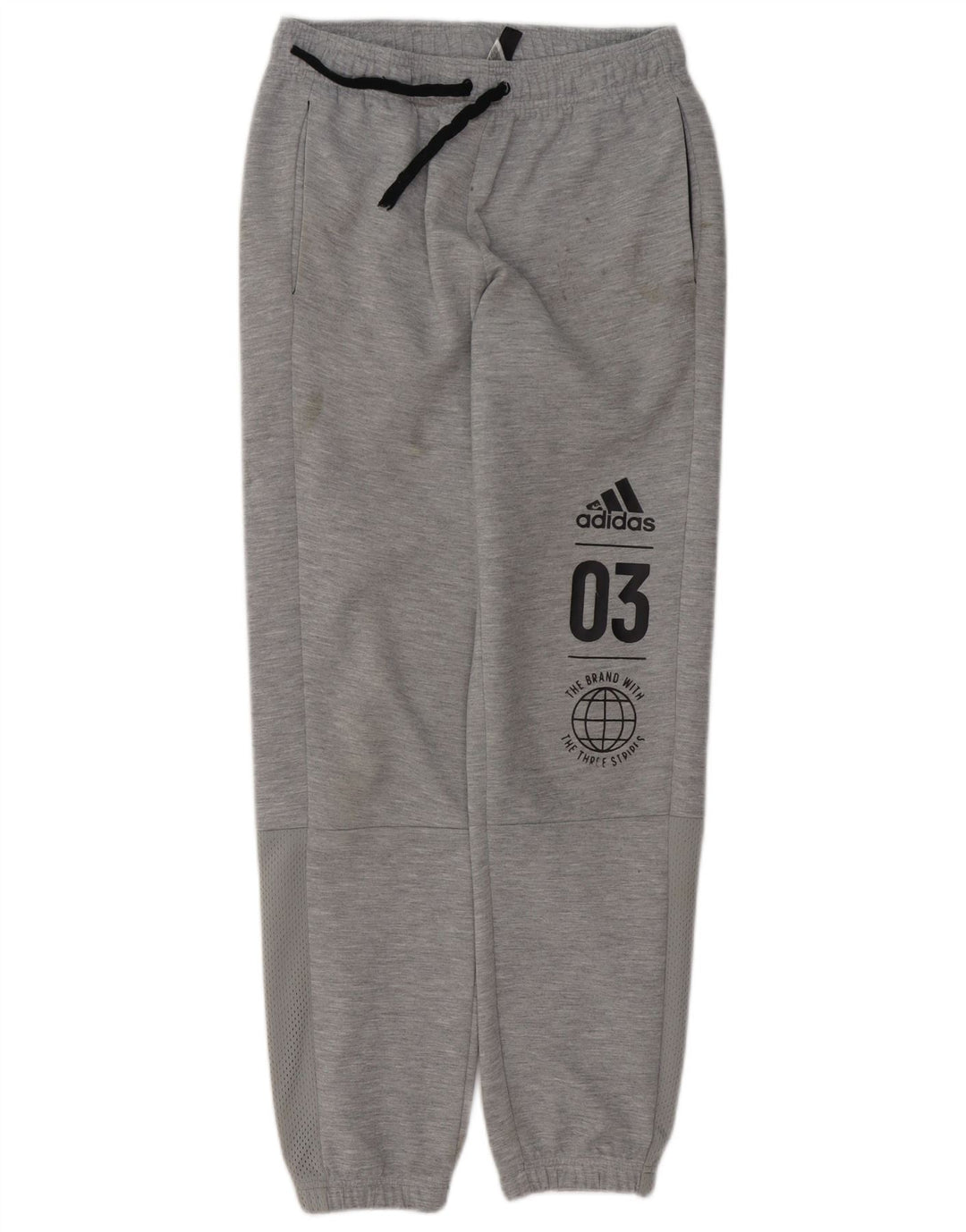 ADIDAS Boys Graphic Tracksuit Trousers Joggers 13-14 Years  Grey Polyester