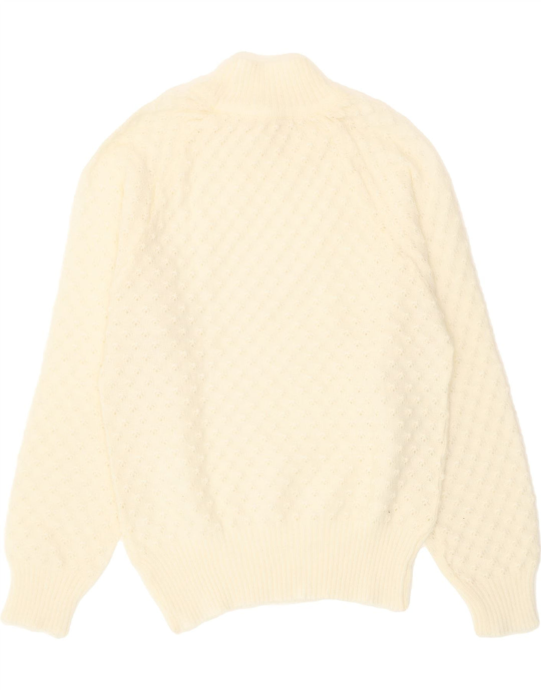 VINTAGE Womens Turtle Neck Jumper Sweater UK 12 Medium Off White Vintage Vintage and Second-Hand Vintage from Messina Hembry 