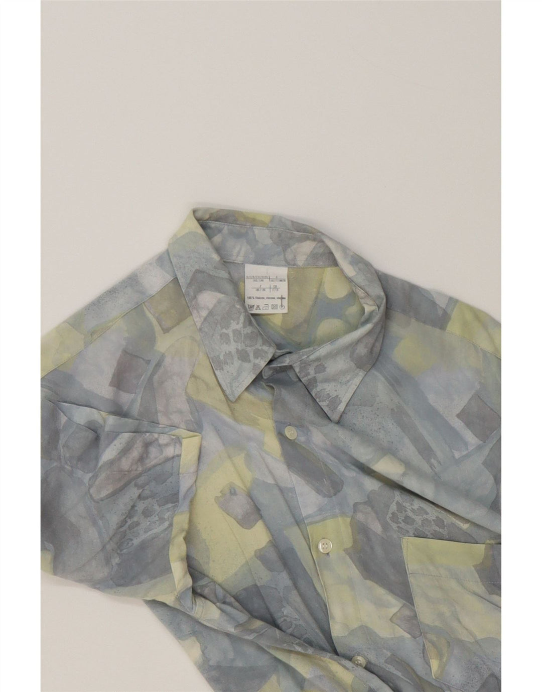 VINTAGE Boys Abstract Pattern Short Sleeve Shirt 15-16 Years XL Blue Vintage Vintage and Second-Hand Vintage from Messina Hembry 