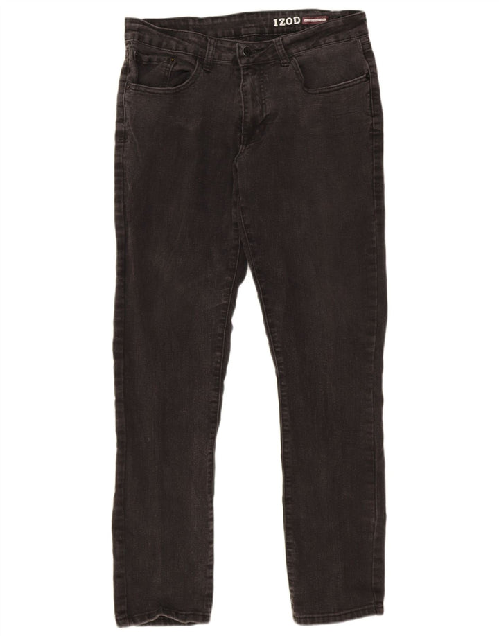 Izod Womens Stretch Straight Jeans W32 L32 Grey Cotton