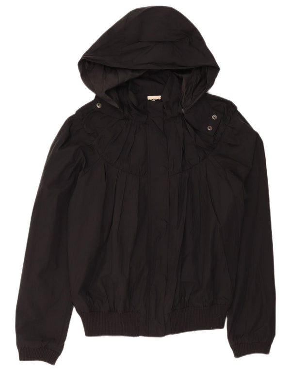 Dkny Womens Hooded Bomber Jacket UK 14 Medium Black Nylon