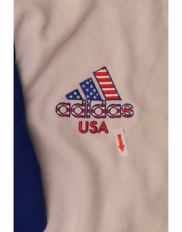 Adidas Mens Tracksuit Top Jacket Medium White Colourblock Cotton