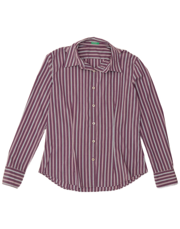 BENETTON Womens Shirt UK 16 Large Purple Striped