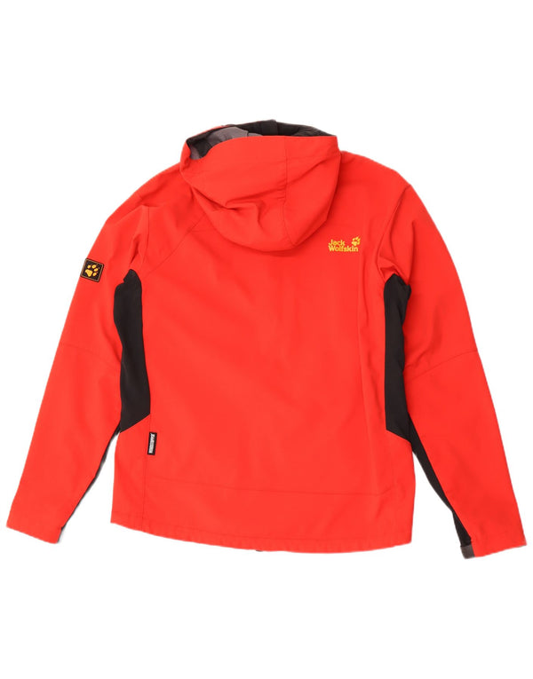 Jack Wolfskin Mens Hooded Rain Jacket UK 36/38 Medium Red Colourblock