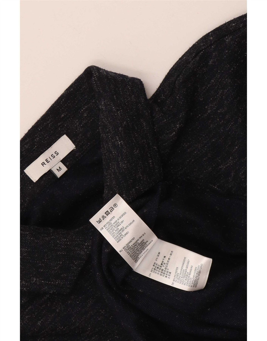 Reiss Mens Polo Shirt Medium Navy Blue Flecked Polyester