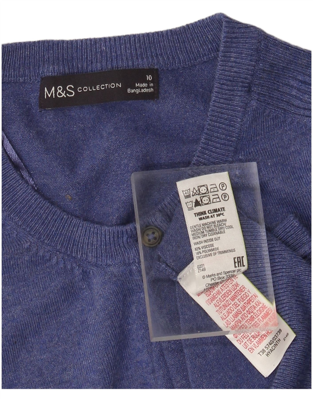 MARKS & SPENCER Womens Cardigan Sweater UK 10 Small Blue Viscose
