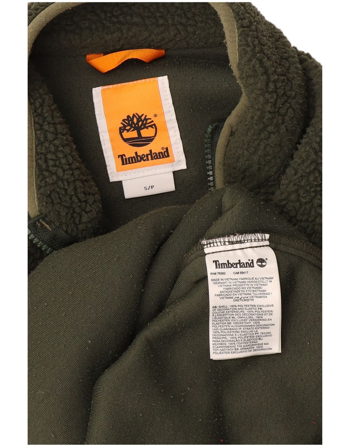 Timberland Mens Zip Neck Fleece Jumper Small Green Polyester