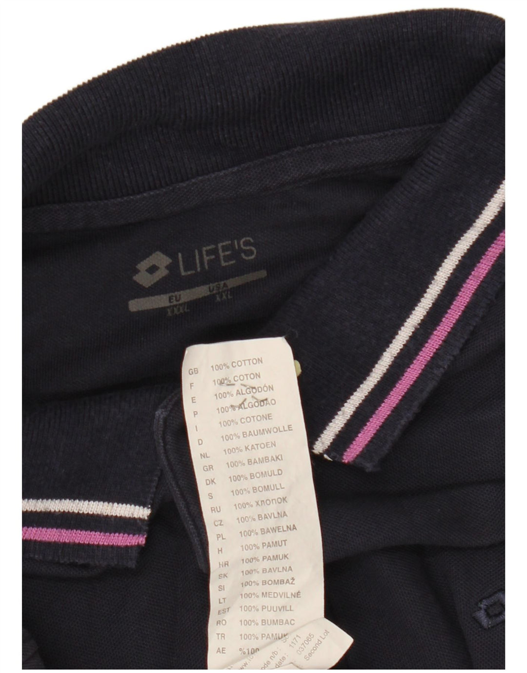 LOTTO Mens Polo Shirt 2XL Navy Blue Cotton