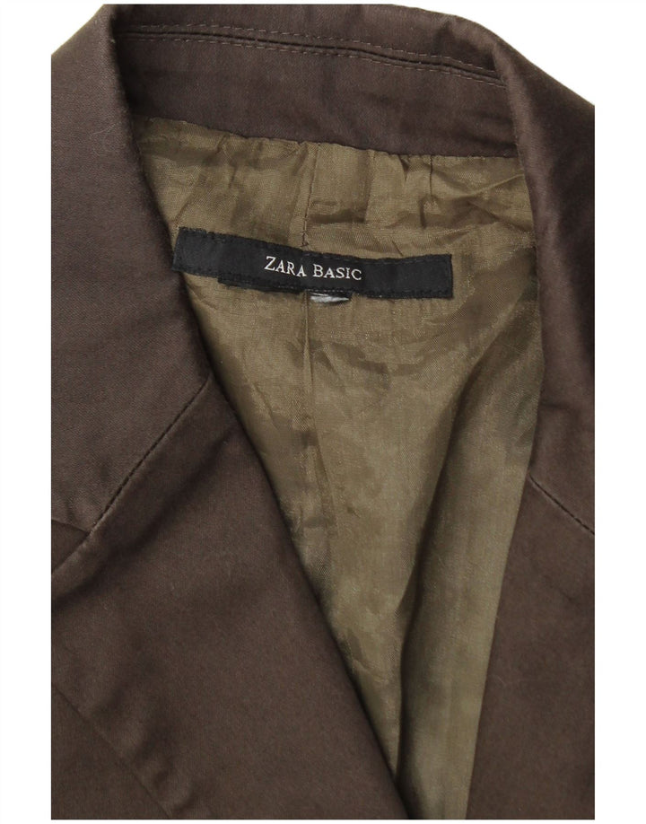 Zara Womens 1 Button Blazer Jacket UK 8 Small Brown