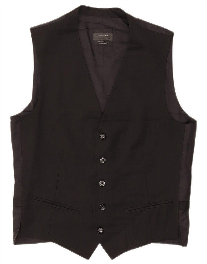 Zara Mens Waistcoat Medium Black Wool