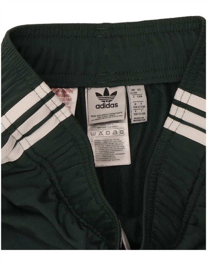 Adidas Boys Tracksuit Trousers Joggers 12-13 Years  Green Polyester