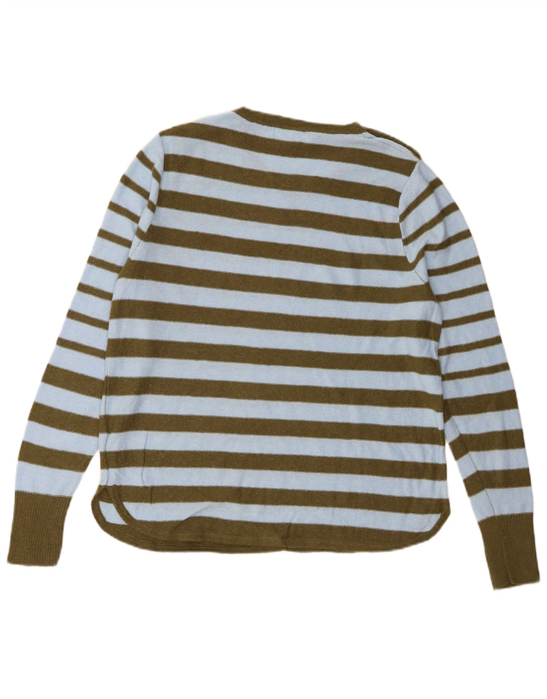 White Stuff Womens Crew Neck Jumper Sweater UK 14 Large Blue Striped Nylon