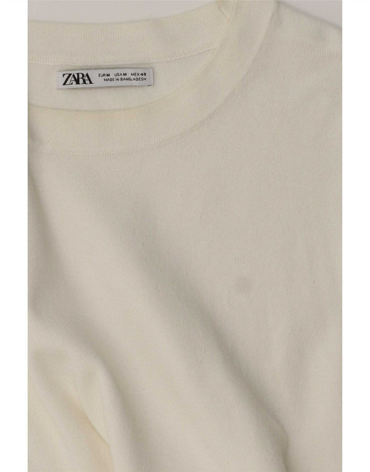 Zara Mens Crew Neck Jumper Sweater Medium White