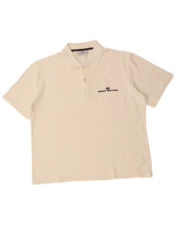 SERGIO TACCHINI Mens Polo Shirt XL White Cotton